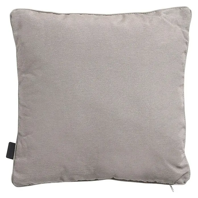 Madison Kissen Panama - 45 x 45 cm, Baumwoll-Polyester-Mischgewebe, Taupe - Nahaufnahme eines quadratischen Kissens in einem sanften Grauton mit feiner Textur und dezenter Randverarbeitung, ideal für gemütliche Akzente.