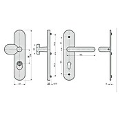 Basi Schutzbeschlag SB 7500 ES1 (Hauseingangstür, Aluminium, Knopf außen, Drücker innen, Mit Zylinderabdeckung, Stärke Tür: 50 mm - 70 mm) | BAUHAUS