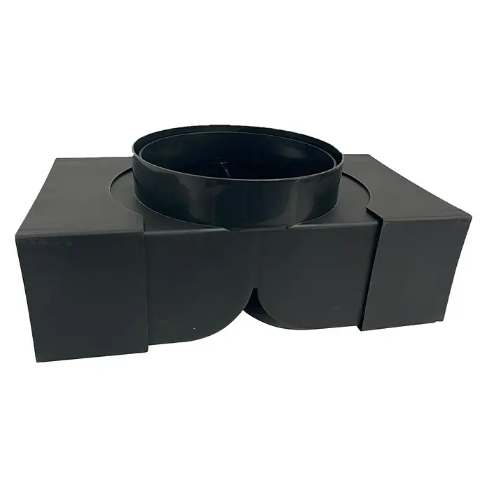 Respekta Umluftweiche ULW1 - B x L: 88 x 156 mm, Schwarz - Schwarzes Produkt mit einer zylindrischen Öffnung oben, geeignet für verschiedene Anwendungen und Installationen.