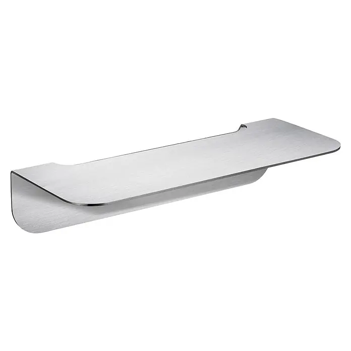 Camargue Antwerpen Ablage - Breite: 25 cm, Edelstahl, Matt - Das Bild zeigt ein modernes, silberfarbenes Regal, das durch sein minimalistisches Design und die schwebende Optik besticht. Ideal für moderne Badezimmer.