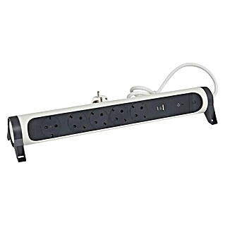 Legrand Base de enchufe múltiple con USB (x 5, Blanco/Negro, Longitud del cable: 1,5 m, 3.680 W)
