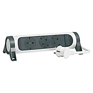Legrand Base de enchufe múltiple Simple (x 3, Blanco/Negro, Longitud del cable: 1,5 m, IP20, Con interruptor)