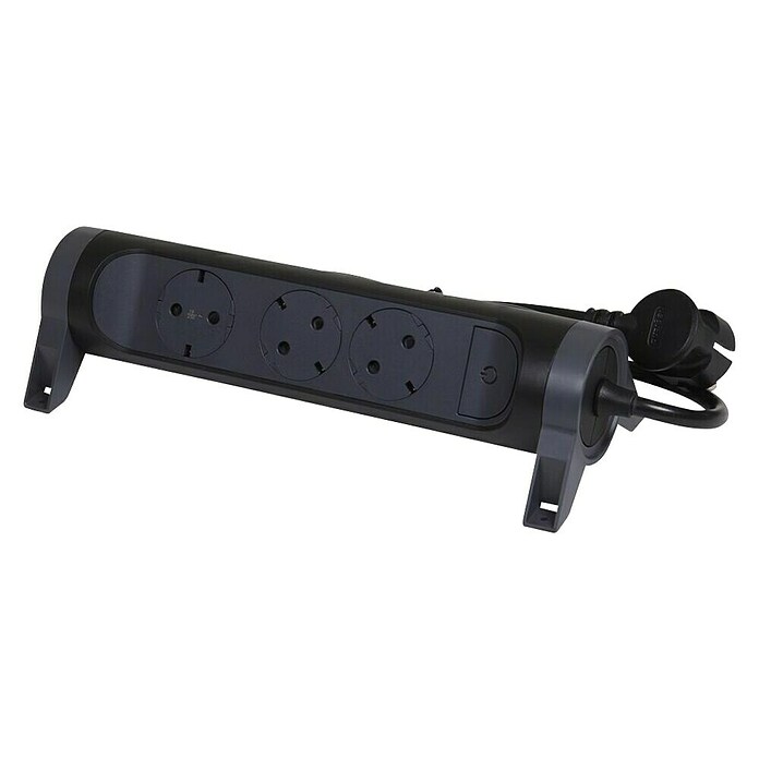 Legrand Base de enchufe múltiple Simple (x 3, Negro, Longitud del cable: 1,5 m, IP20, Con interruptor) | BAUHAUS