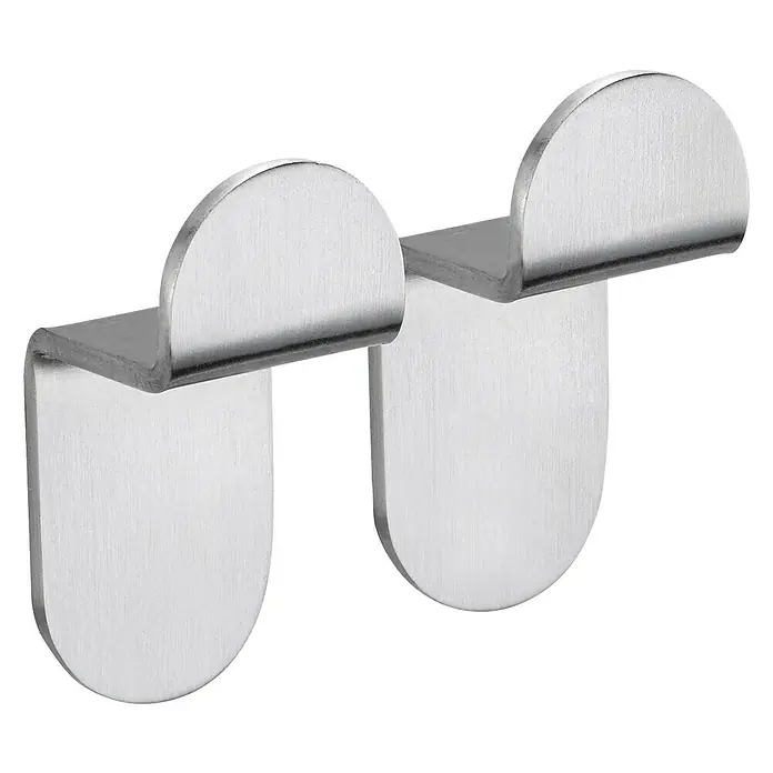 Camargue Antwerpen Handtuchhaken - 2 Stk., Edelstahl, Matt - Zwei moderne, silberne Wandhaken aus Metall. Die Haken haben ein minimalistisches Design und eignen sich ideal für Bad oder Küche.