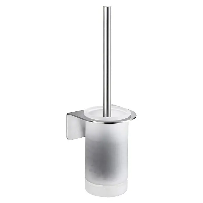 Camargue Antwerpen WC-Bürstengarnitur - Edelstahl, Matt - Wandmontierte WC-Garnitur aus Edelstahl mit mattiertem Glasbehälter für Badezimmer.