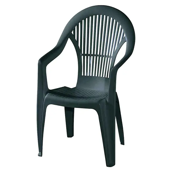 Stapelstuhl Vega im Set - 4 Stk., B x T x H: 55 x 49 x 93 cm, Grün, Gartenstuhl stapelbar - Dunkelblauer Plastikstuhl mit Armlehnen und gerippter Sitzfläche, ideal für Garten oder Terrasse. Robust und wetterfest für den Außenbereich.