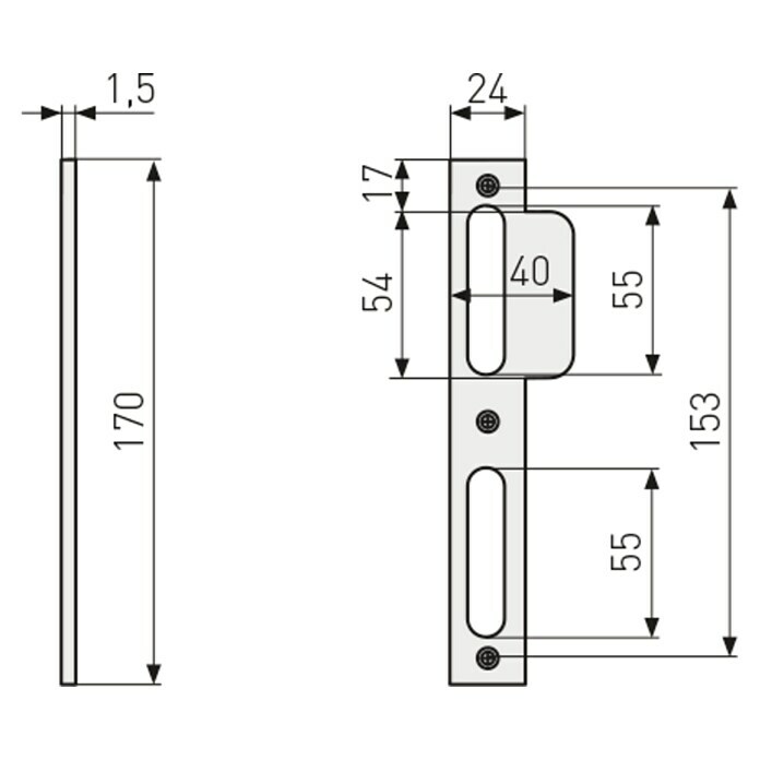 Abus Lappenschließblech LSB170 (DIN Anschlag: DIN-R, L x B: 170 x 24 mm, Silber) | BAUHAUS