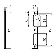 Abus Lappenschließblech LSB170 (DIN Anschlag: DIN-R, L x B: 170 x 24 mm, Silber) | BAUHAUS