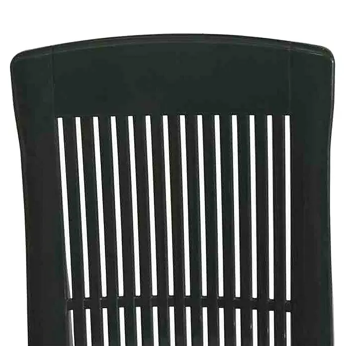Progarden Klappstuhl Tampa im Set - 2 Stk., B x T x H: 44 x 50 x 111 cm, Grün, 4-fach verstellbare Rückenlehne - Nahaufnahme einer Rückenlehne eines schwarzen Kunststoffstuhls mit horizontalen Schlitzen für Belüftung und Komfort.