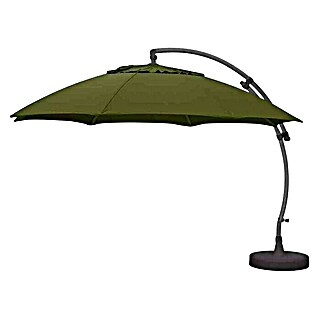 Ampelschirm rund mit Schirmständer (Grün, Durchmesser Bespannung: 375 cm)