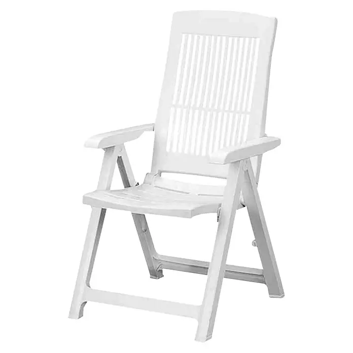 Progarden Klappstuhl Tampa im Set - 4 Stk., B x T x H: 44 x 50 x 111 cm, Weiß, 4-fach verstellbare Rückenlehne - Weiße Klappliege mit Armlehnen und Lattenmuster im Rückenbereich für den Garten oder die Terrasse.