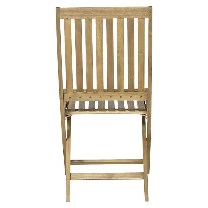 Siena Garden Klappstuhl Paleros im Set - 2 Stk., B x T x H: 44 x 65 x 97 cm, Ohne Armlehnen - Rückansicht eines Holzstuhls mit Lattenrost, ideal für Garten oder Terrasse, robust und langlebig.