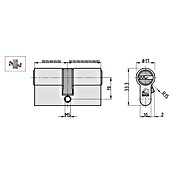 Basi Profilzylinder V55 mit N+G (Baulänge innen: 40 mm, Baulänge außen: 40 mm, Material Zylinder: Messing, Bohrmuldenschlüssel, Mit Not- & Gefahrenfunktion) | BAUHAUS