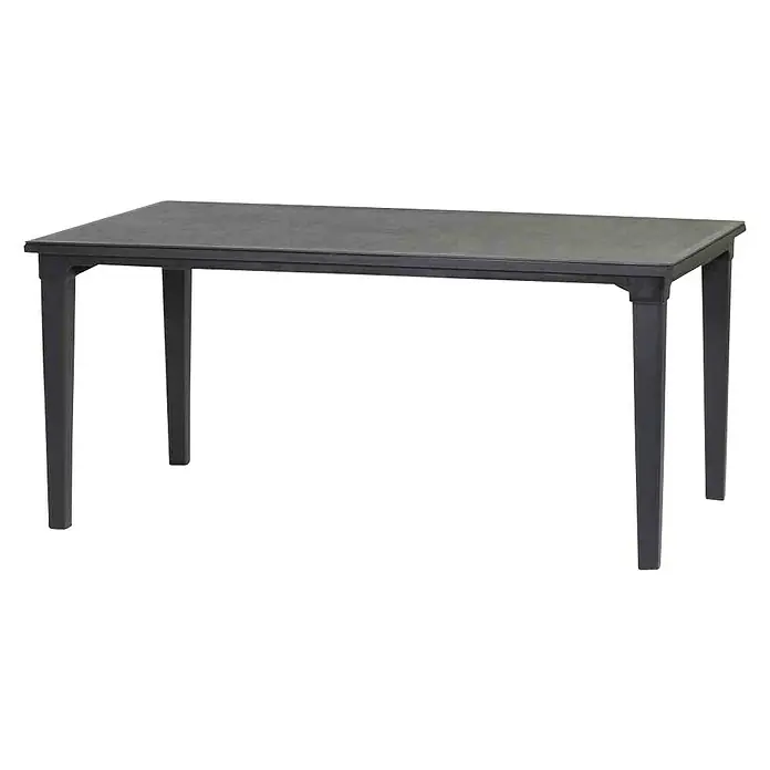 Gartenmöbel-Set Aruba/Futura - 13 -tlg., Baumwolle, Polyester, Graphit - Eleganter Esstisch in Anthrazit. Der Tisch besticht durch sein schlichtes Design und die hochwertige Verarbeitung, ideal für den Innen- und Außenbereich.