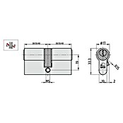 Basi Profilzylinder V50 mit N+G (Baulänge innen: 30 mm, Baulänge außen: 30 mm, Material Zylinder: Messing, Profilschlüssel, Mit Not- & Gefahrenfunktion) | BAUHAUS