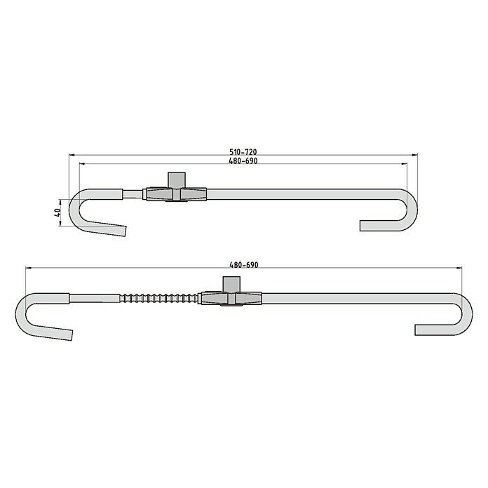 Basi Lenkradsperre KFZ 100Stahl, Länge: 690 mm Sketch