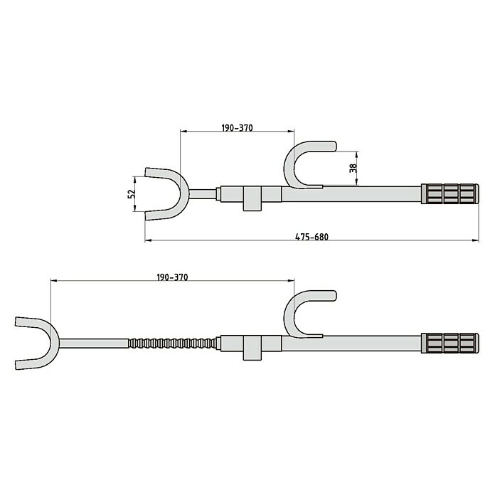 Basi Lenkradsperre KFZ 101Stahl, Länge: 370 mm Sketch