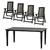 Gartenmöbel-Set Aruba/Futura (5 -tlg., Kunststoff, Graphit, Gartenstuhl klappbar) | BAUHAUS