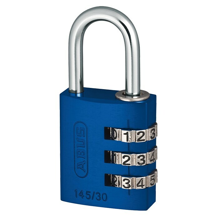 Abus Vorhängezahlenschloss Lock-Tag 145/30 (B x L: 31,5 x 15,5 mm, Aluminium, Anzahl Zahlenrollen: 3 Stk., Blau) | BAUHAUS