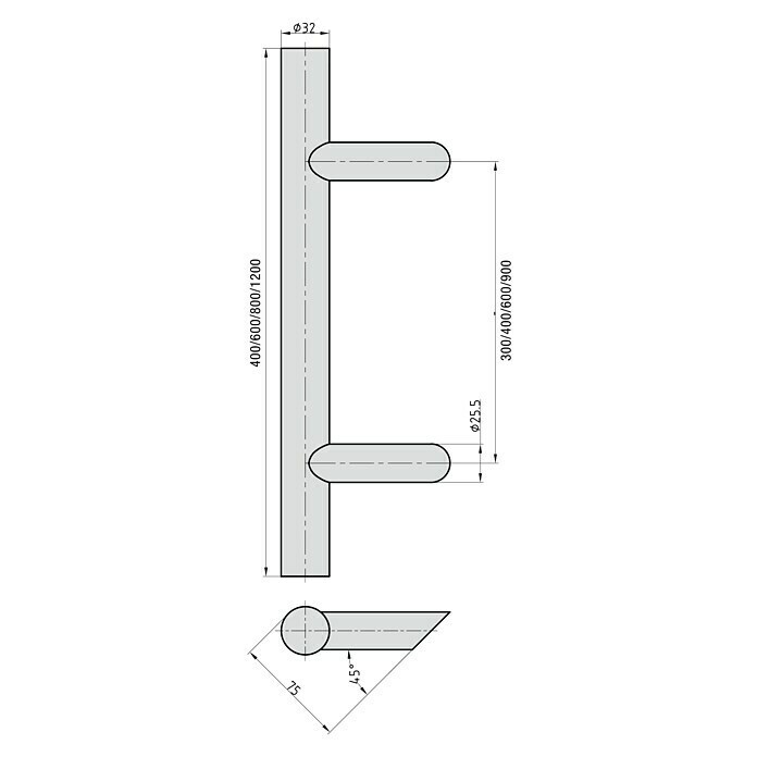 Basi Stoßgriff SG 7000 (Länge: 1.200 mm, Edelstahl, Gerade) | BAUHAUS