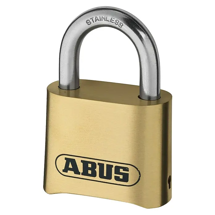 Abus Vorhängezahlenschloss 180IB/50 - B x L: 52 x 24 mm, Messing, Anzahl Zahlenrollen: 4 Stk. - Ein ABUS Vorhängeschloss aus Messing mit einem Bügel aus rostfreiem Stahl, ideal für den täglichen Gebrauch und zur Sicherung von Wertsachen.