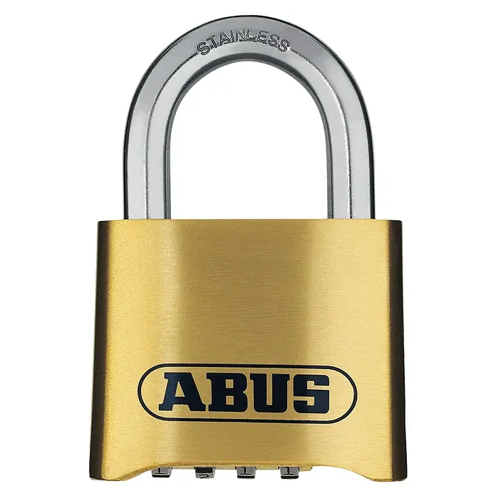 Abus Vorhängezahlenschloss Lock-Tag 180IB/50 - Bügelstärke: 8 mm, Sicherheitsstufe: 5 - Abus Vorhängeschloss mit Edelstahlbügel und goldenem Gehäuse, ein zuverlässiger Schutz für Ihre Wertgegenstände.