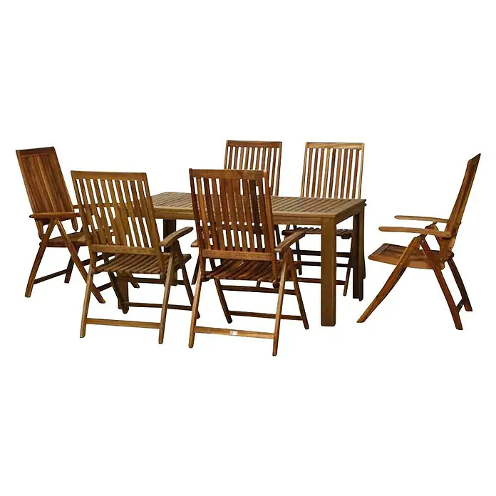 Siena Garden Gartenmöbel-Set Paleros - 7 -tlg., Akazienholz, Braun - Einladende Mahlzeit im Freien mit diesem stilvollen Gartentischset aus Holz. Perfekt für gesellige Runden und entspannte Stunden im Garten.