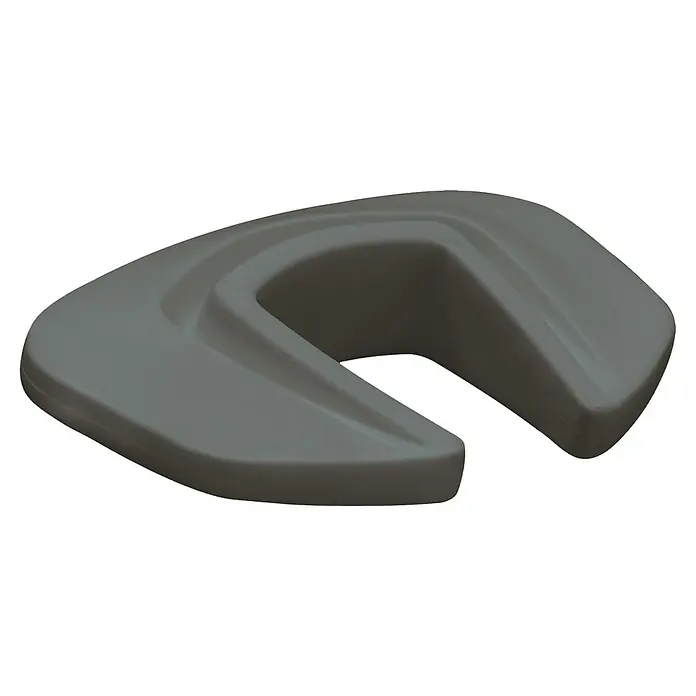 Abus Türstopper Mina - Grau, 2 Stk. - Nahaufnahme eines grauen, geformten Sitzkissens. Ideal zur Unterstützung beim Sitzen, bietet Komfort und Stabilität.