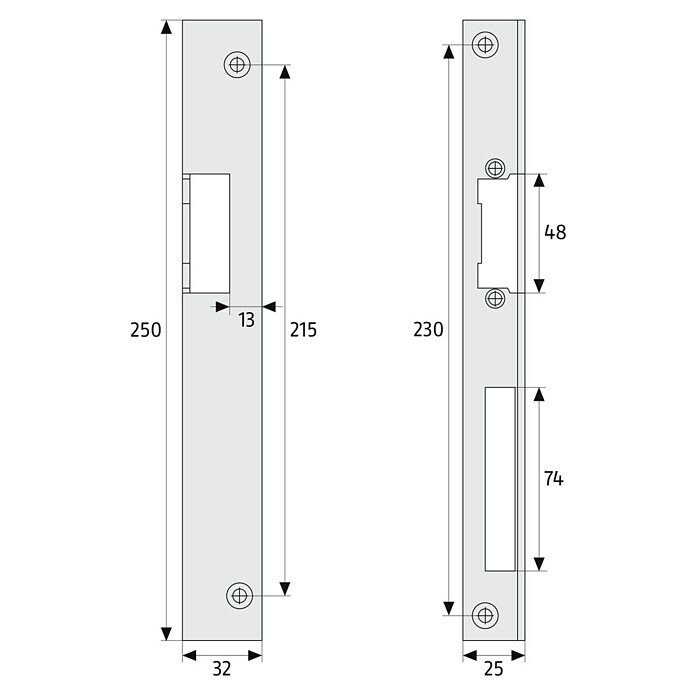 Abus Winkelschließblech WST L HG (DIN Anschlag: DIN-L, L x B x H: 250 x 39 x 23 mm) | BAUHAUS