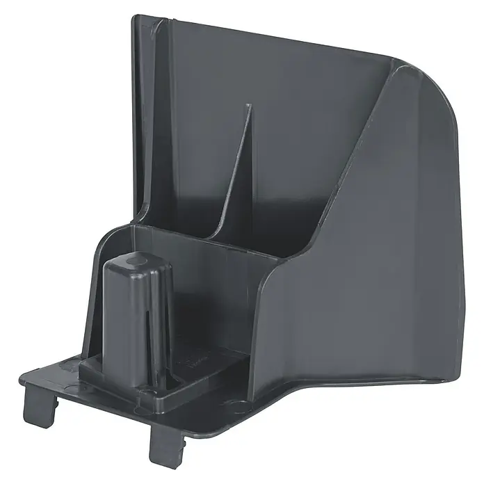 Metabo CAS 18V Akku-Rasenmäher RM 36-18 LTX BL 46 - 18 V, 2 Akkus, 5,2 Ah, Schnittbreite: 46 cm - Graues Kunststoffteil mit Fächern und einer quadratischen Basis. Ideal für Büroorganisation und Aufbewahrung kleiner Gegenstände.