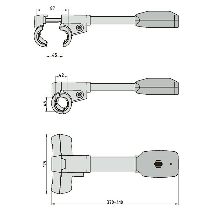 Basi Lenkradsperre KFZ 102 mit AlarmStahl, Länge: 410 mm Sketch