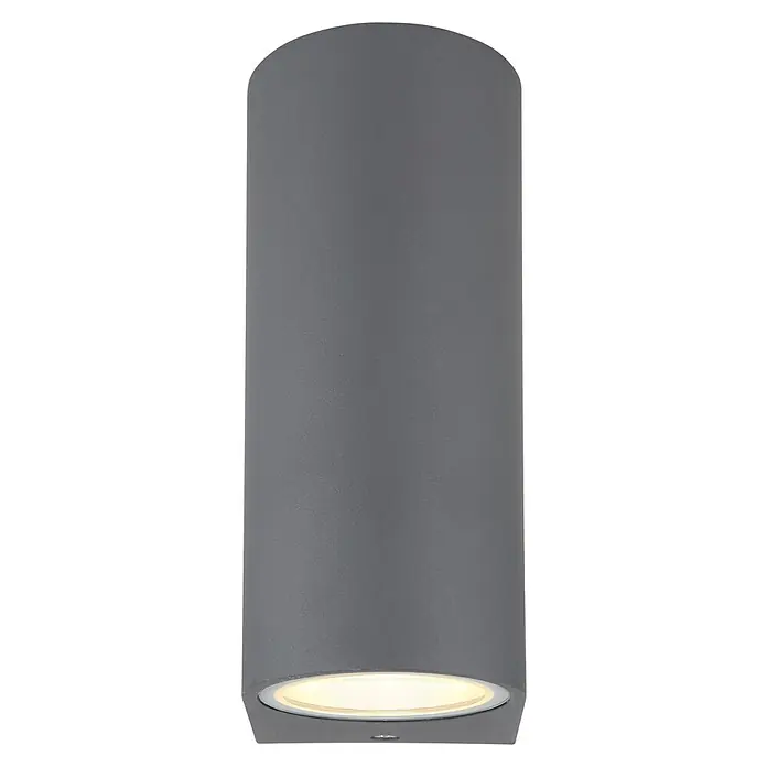 Globo Aplique exterior Veronika - 35 W, L x An x Al: 9,2 x 6,8 x 15 cm, Antracita, GU10, Redondeada - Una lámpara de pared cilíndrica gris moderna con iluminación LED de bajo consumo para uso interior y exterior, ideal para acentos elegantes.