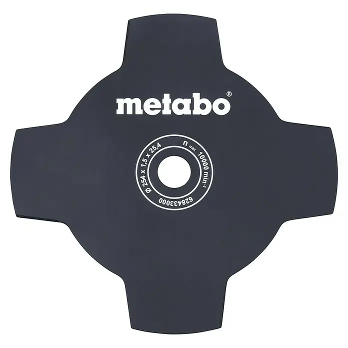 Metabo Ersatzmesser - Passend für: Akku-Freischneider FSD und FSB 36-18 LTX BL 40 - Metabo Grasschneideblatt mit vier Schneiden und Logo, ideal zum Trimmen von Gras. Durchmesser: 254 x 1,5 x 25,4 mm. Maximale Drehzahl: 10.000 min-1.