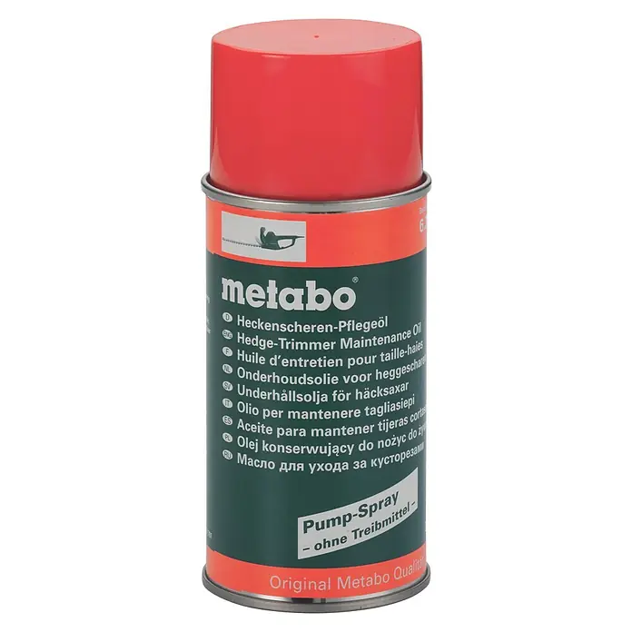 Metabo Pflegeöl für Heckenscheren - 300 ml, Passend für: Heckenscheren - Abbildung einer Dose Metabo Heckenscheren-Pflegeöl, das für die Wartung und Pflege von Heckenscheren entwickelt wurde.