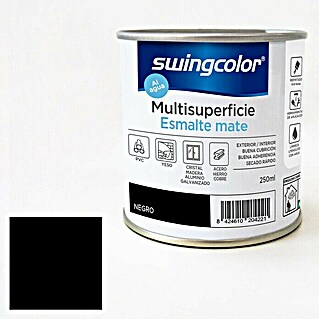 swingcolor Esmalte de color Multisuperficie (Negro, 250 ml, Mate)