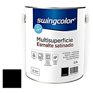 swingcolor Esmalte de color Multisuperficie (Negro, 2,5 l, Satinado)