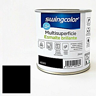 swingcolor Esmalte de color Multisuperficie (Negro, 250 ml, Brillante)