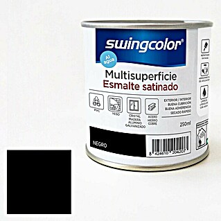 swingcolor Esmalte de color Multisuperficie (Negro, 250 ml, Satinado)