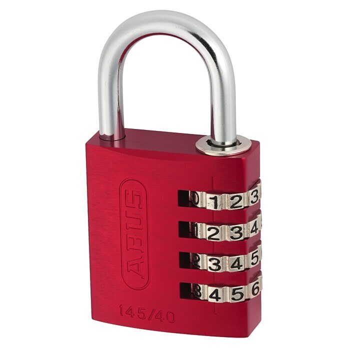 Abus Vorhängezahlenschloss Lock-Tag 145/40 (B x L: 41,5 x 17,5 mm, Aluminium, Anzahl Zahlenrollen: 4 Stk., Rot) | BAUHAUS