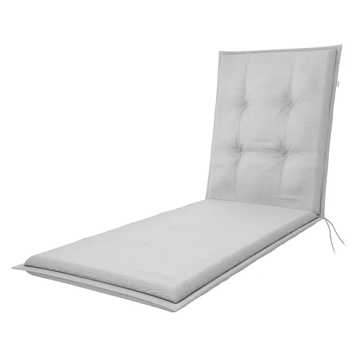 Doppler Gartenmöbel-Auflage Star - Liegenauflage, Grau, L x B x H: 195 x 60 x 6 cm, Dralon - Weißes Liegestuhlkissen mit Knöpfen und Bindebändern, ideal für Entspannung im Freien. Bequeme Polsterung für optimalen Komfort.