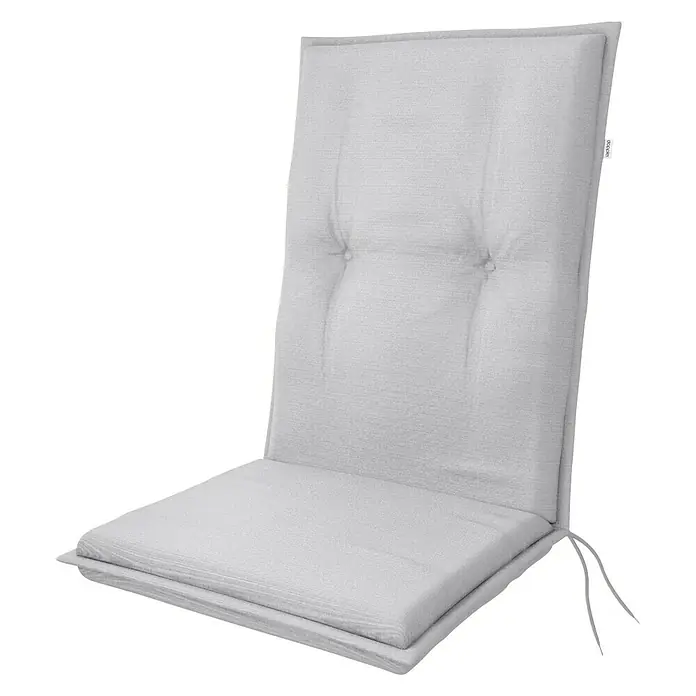Doppler Gartenmöbel-Auflage Star - Mittellehner, Grau, L x B x H: 110 x 48 x 6 cm, Dralon - Graue Stuhlauflage mit Knöpfen und Bindebändern. Bequeme Polsterung für Gartenstühle und mehr Komfort beim Sitzen im Freien.