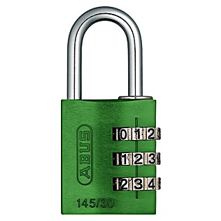 Abus Vorhängezahlenschloss Lock-Tag 145/30 (B x L: 31,5 x 15,5 mm, Aluminium, Anzahl Zahlenrollen: 3 Stk., Grün)