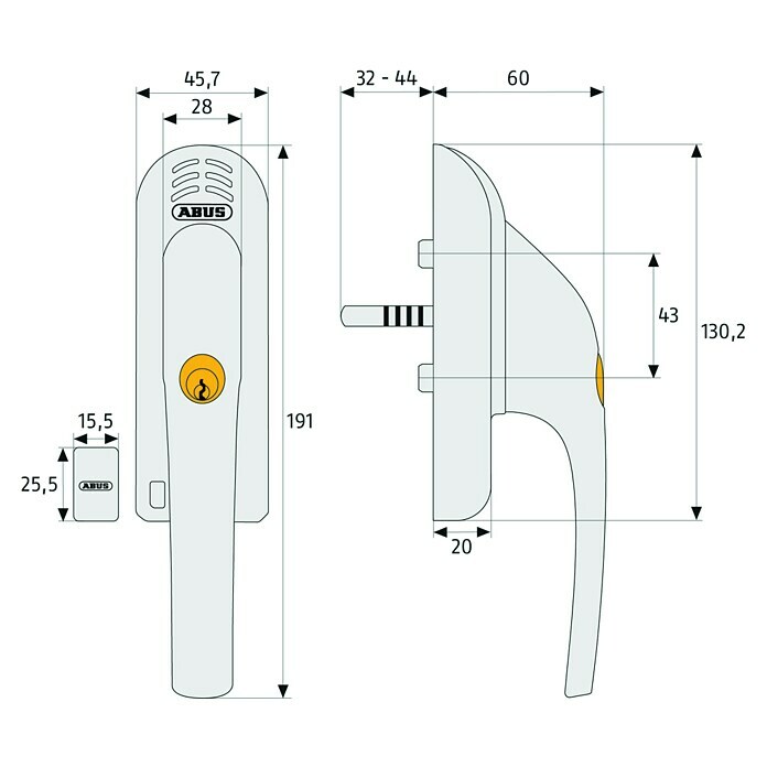 Abus Alarm-Fenstergriff FG300Silber Sketch