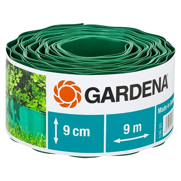 Gardena Rasenkante - Grün, 9 m x 9 cm, Kunststoff - Eine Rolle Gardena Rasenkante, 9 cm hoch und 9 m lang, zur Abgrenzung von Rasenflächen und Beeten. Das Produkt ist in Deutschland hergestellt.