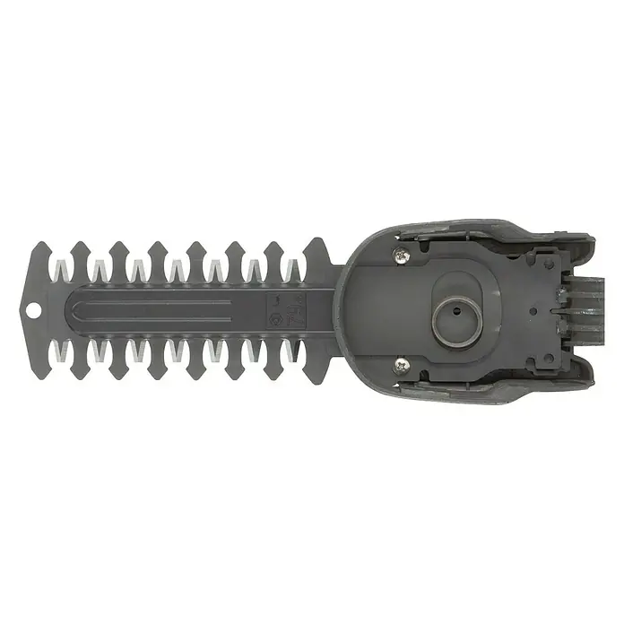 Gardena Strauchscherenaufsatz M - Passend für: Akku-Scheren ClassicCut und ComfortCut, Schwertlänge: 12,5 cm - Nahaufnahme eines Heckenscherenmessers. Das Werkzeug hat gezackte Klingen zum Schneiden von Hecken und Büschen.