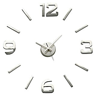 Reloj de pared redondo Pegatina (Plata, Diámetro: 70 cm)