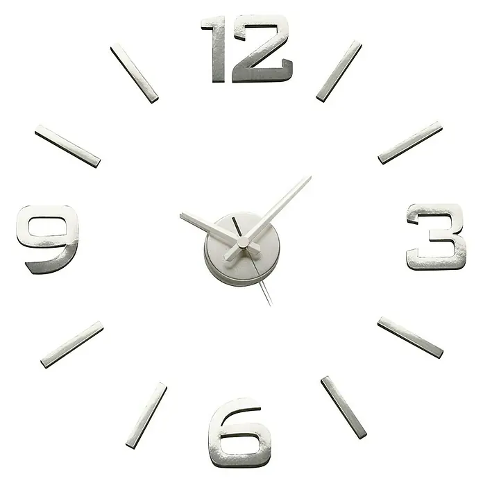 Versa Reloj de pared Pegatina - Diámetro: 70 cm, Plata - Reloj de pared con números romanos. El reloj plateado tiene un diseño moderno y es ideal para salones, cocinas u oficinas.