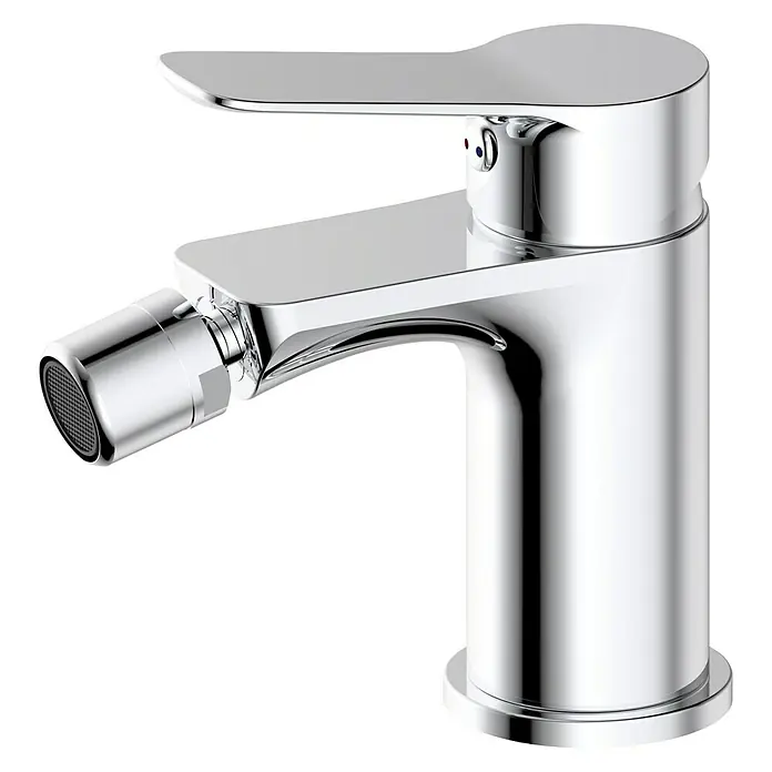 IO Rhio Grifo monomando de bidé - Cromo - Grifo mezclador de bidé cromado brillante con maneta de palanca y caño giratorio. Diseño elegante para baños modernos.