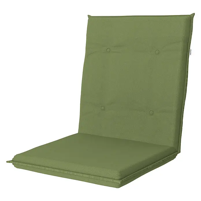 Doppler Gartenmöbel-Auflage Star - Niederlehner, Grün, L x B x H: 100 x 48 x 6 cm, Dralon - Ein grünes Sitzkissen mit Rückenlehne, ideal für Gartenmöbel. Es ist gesteppt und bietet Komfort im Freien.
