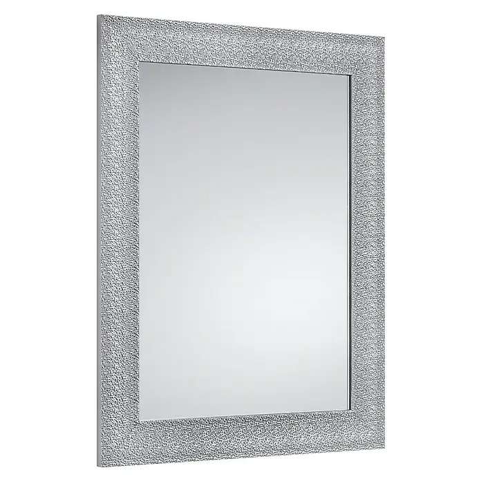 Rahmenspiegel Farina55 x 70 cm, Chrom, Kunststoff - Elegantes Silberner Wandspiegel mit strukturierter Oberfläche, ideal für eine stilvolle Raumgestaltung. Der Spiegel reflektiert Licht und erweitert den Raum optisch.